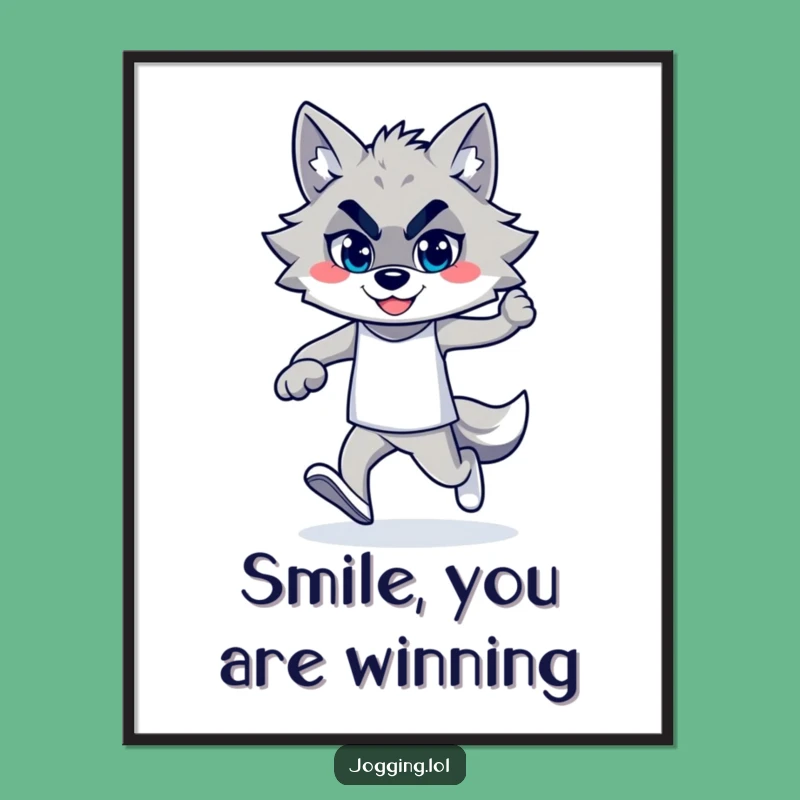 Funny Wolf Jogger Digital Art: Confident Strides for Instant Hilarious Decor!