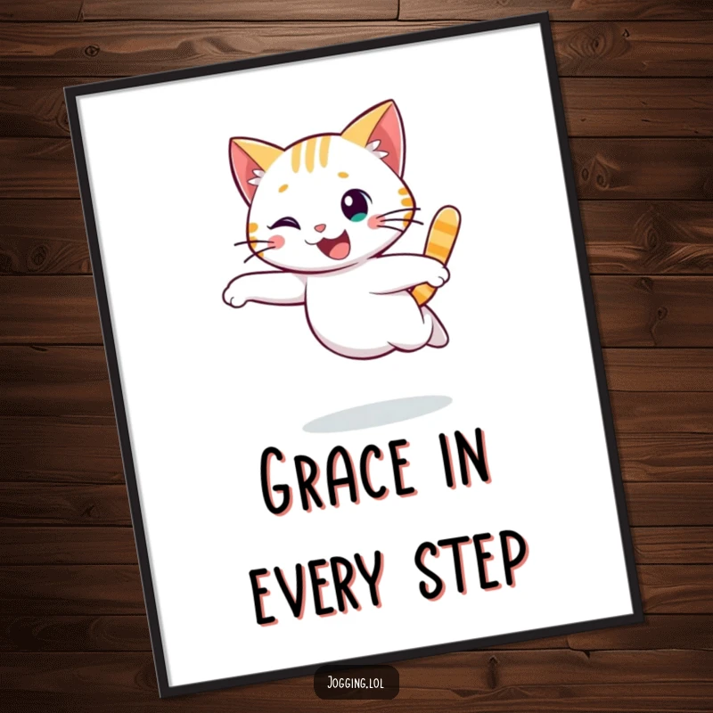 Funny cat digital art print of a cheerful character running with a graceful, flowing motion, ready to bring instant humor to any display.