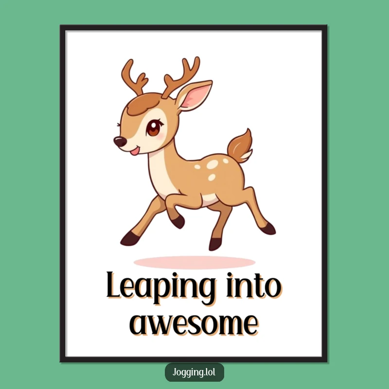 Funny Deer Digital Art Print: Decorate with a Smiling Deer's Bounding Spirit