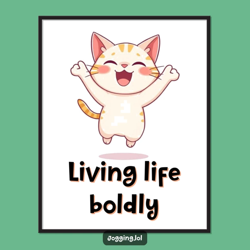 Funny Cat Digital Print - Joyful Leaper's Art for Instant Gifts