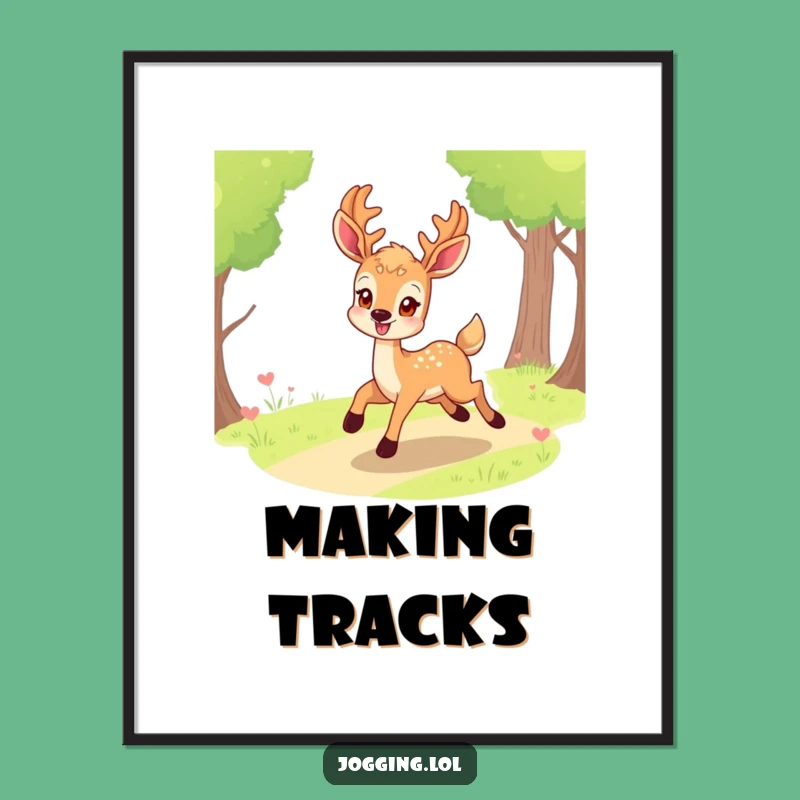 Funny Smiling Deer Digital Art - Eager Bounding Path Print