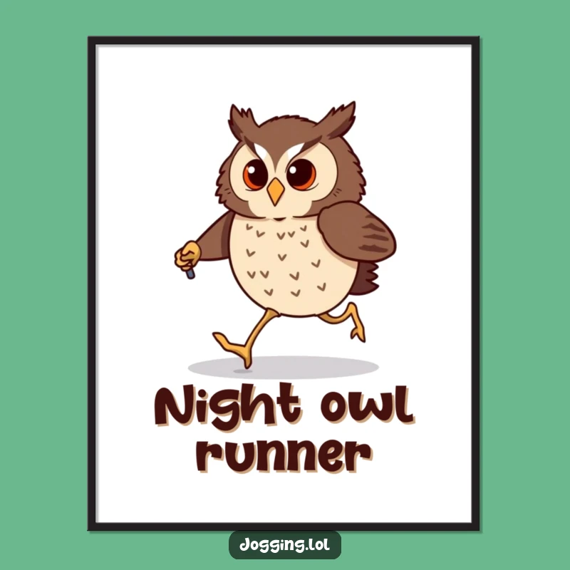 Funny Owl Jogging Digital Art: Hilarious Birdy Instant Download Gift
