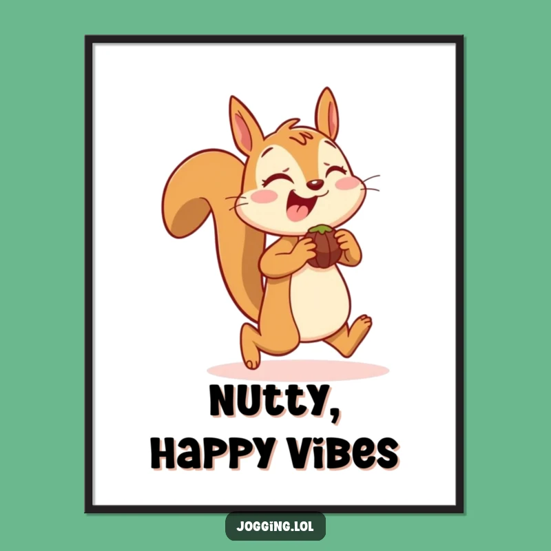 Funny Squirrel Jogging Digital Art Print: Instant Download for Nutty, Cheerful Decor