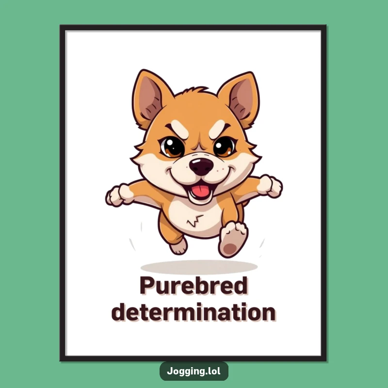 Funny Determined Dog Digital Art: Motivational Humorous Print for Any Space