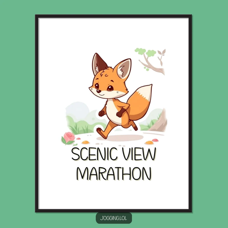 Funny Curious Fox Jogging Digital Art Print: Instant Download for Humorous and Inspiring Decor