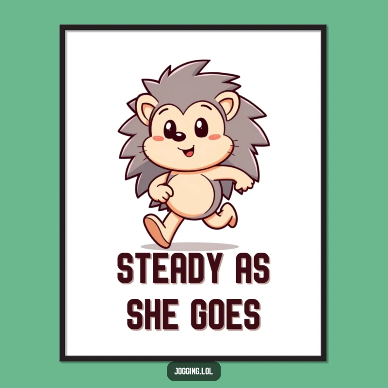 Funny Hedgehog Run Digital Print: Focused Art, Instant Decor Gift!