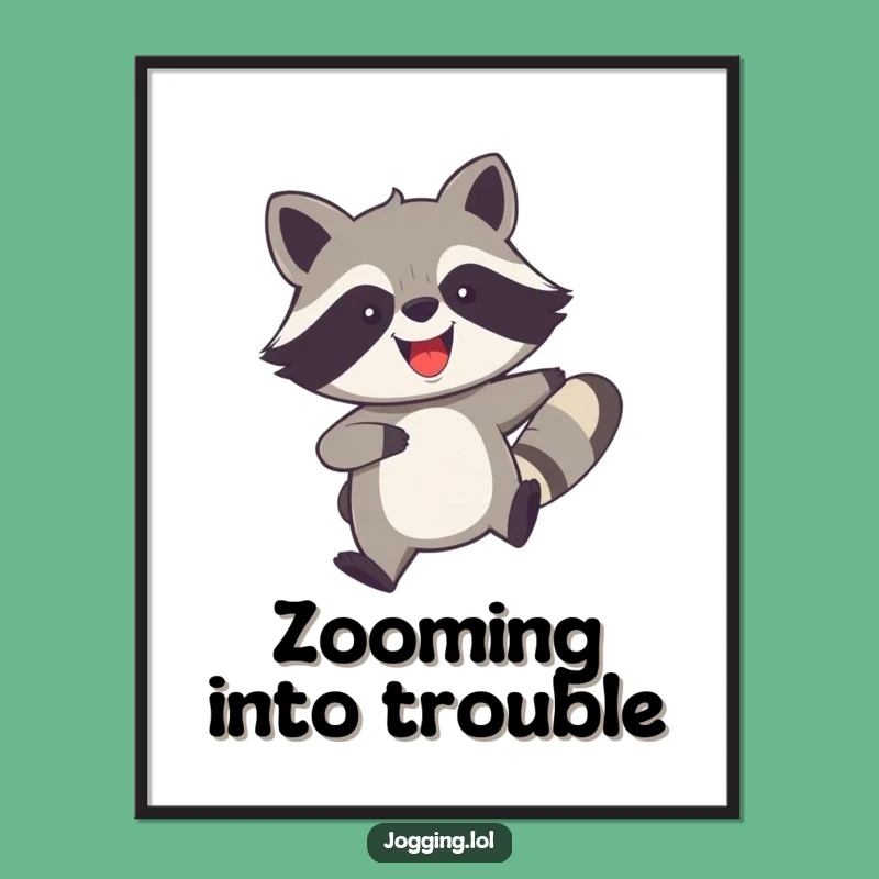 Funny Raccoon Digital Art Print: Decorate with a Joyful Raccoon's Speed