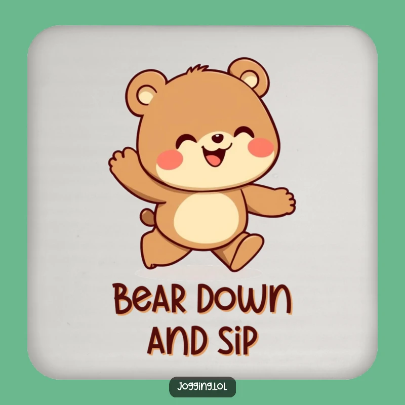 Funny Bear Jogger Coaster Set: Curious Protection, Unique Gift