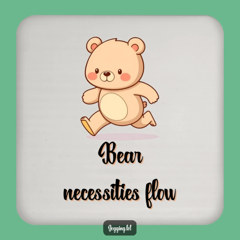 Funny Bear Drink Coasters: Protect Surfaces with a Diligent Running Bear