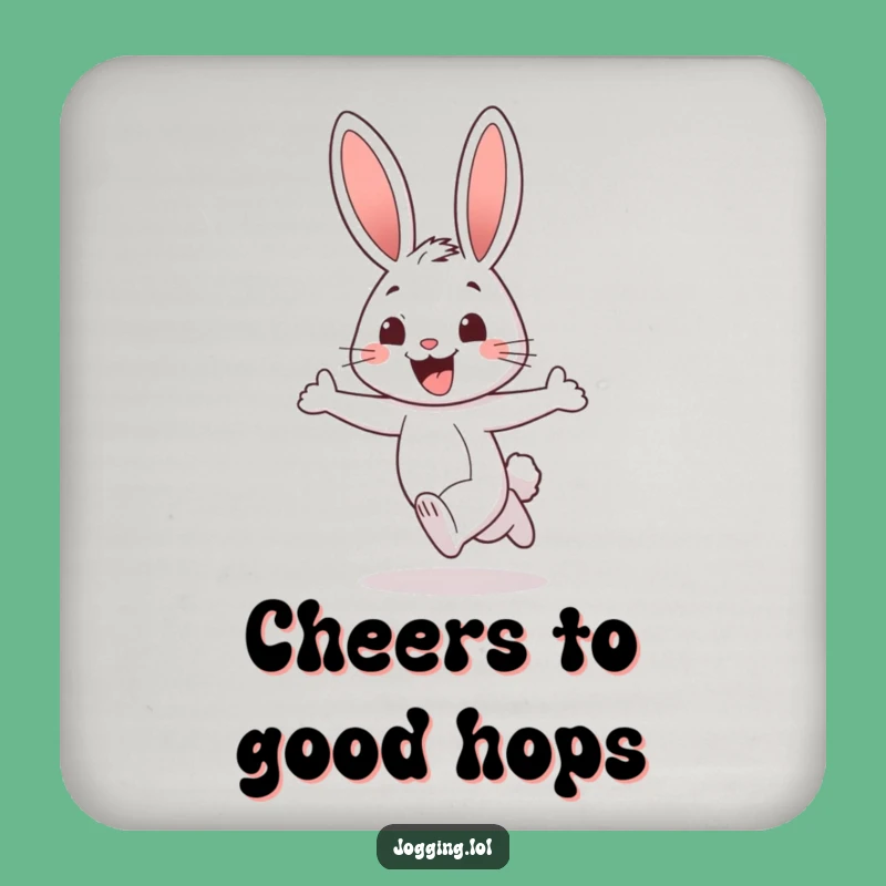 Funny Rabbit Coaster - Cheerful Jogger's Table Protector Gift