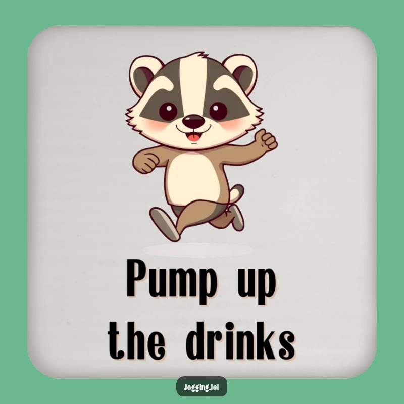 Funny Badger Jogger Coasters: Pumping Arms for Hilarious Table Protection!