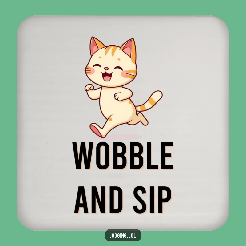 Funny Cat Jogging Drink Coaster: Protect Surfaces with Playful Feline Charm