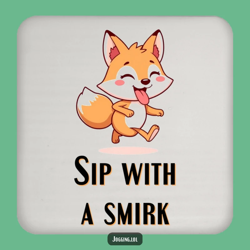Funny Fox Coaster - Cheerful Tongue Out Playful Drink Gift