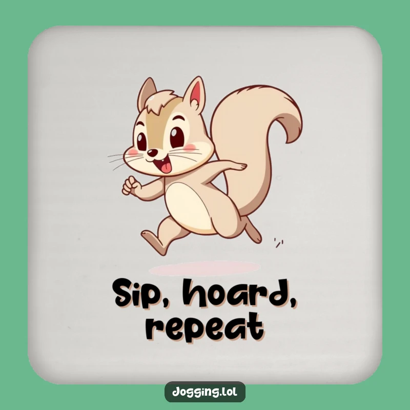 Funny Squirrel Coaster - Playful Exertion Bounding Table Protector Gift