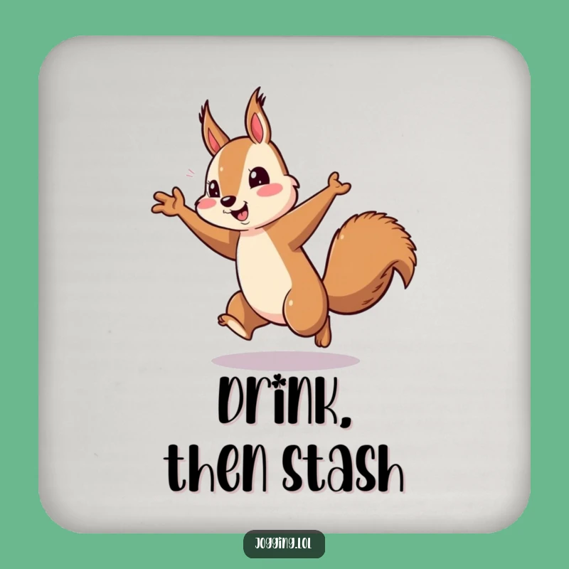 Funny Squirrel Running Drink Coaster - Protect Surfaces with Energetic Arm Pumping Style Gift