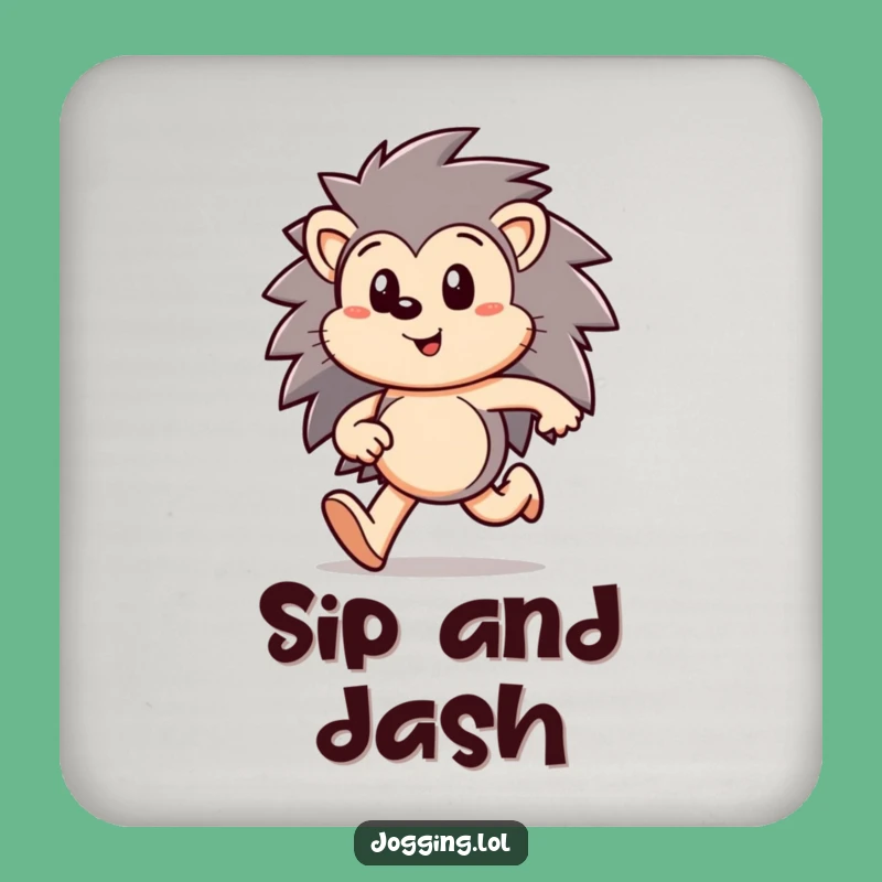 Funny Hedgehog Run Coaster: Focused Critter's Drink Base, Fun Gift!