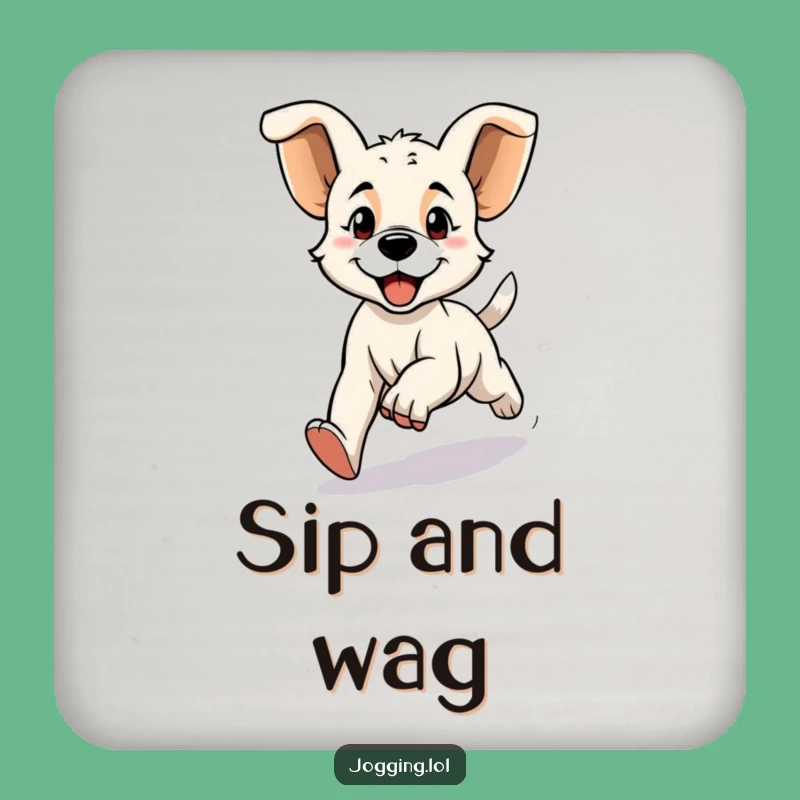 Funny Puppy Jogging Drink Coaster: Protect Surfaces with Enthusiastic Dog Charm