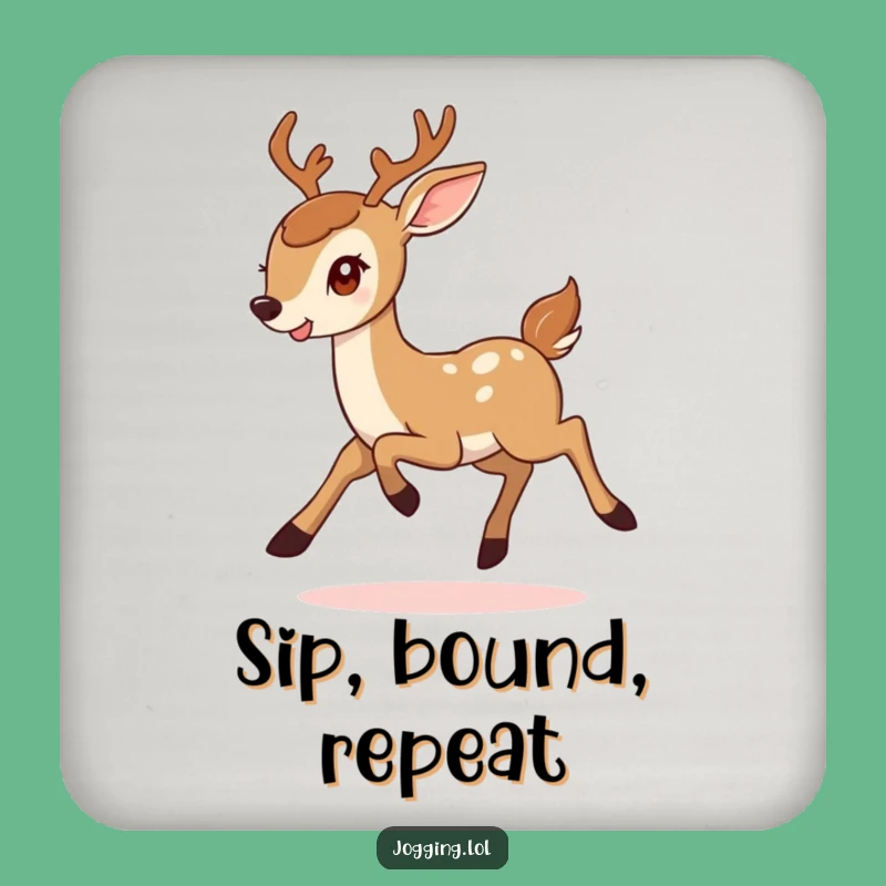 Funny Deer Drink Coasters: Protect Surfaces with a Smiling Deer's Determined Bound
