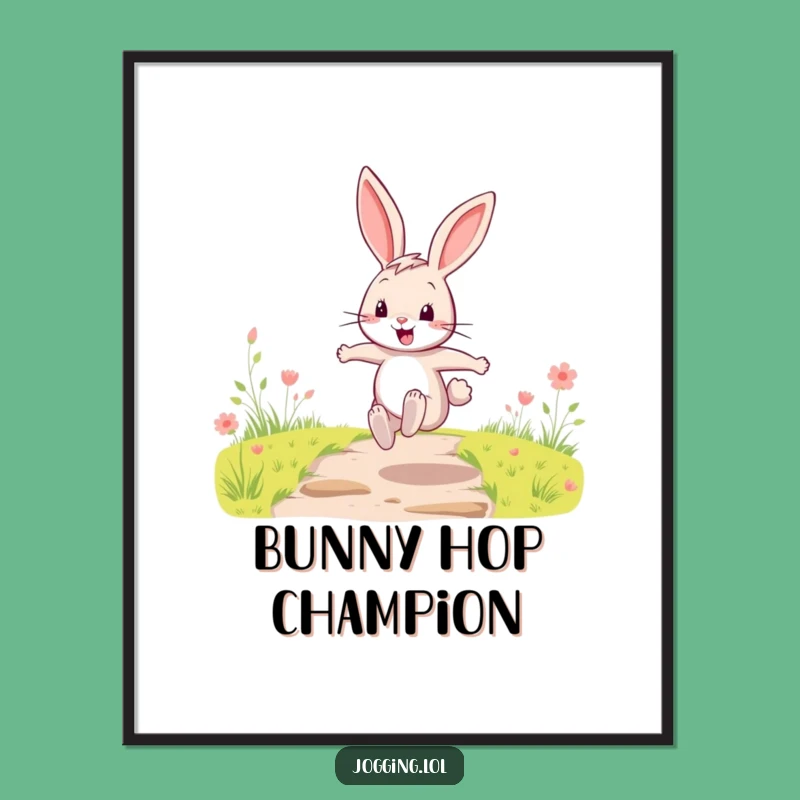 Funny Energetic Rabbit Poster - Joyful Cartoon Character Wall Art Gift