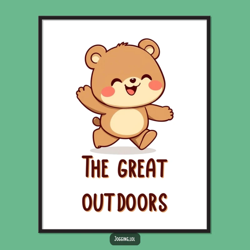 Funny Bear Jogger Poster: Curious Explorer Wall Art, Unique Gift