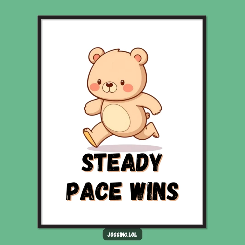 Funny Bear Poster: Decorate with a Diligent Bear's Happy Running Gait, Art Gift