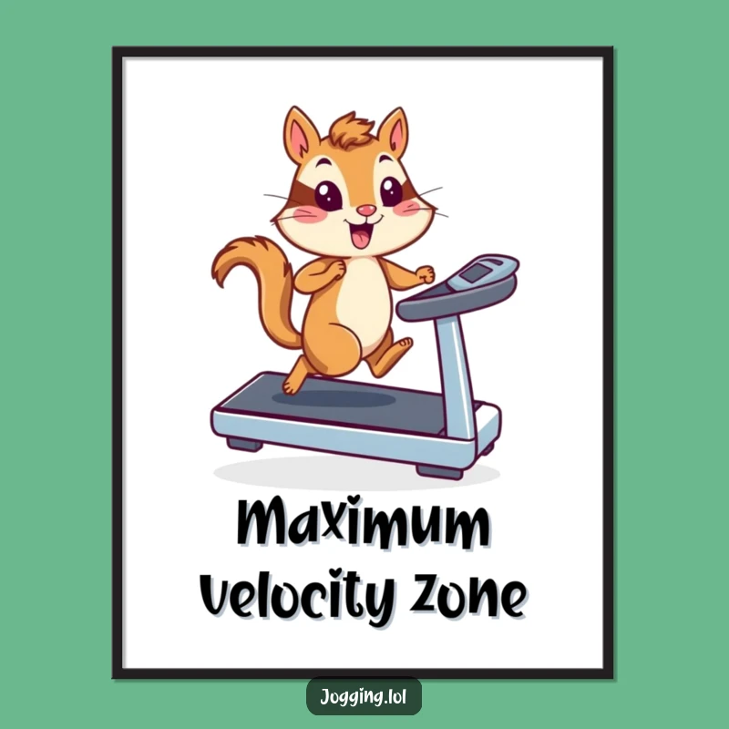 Funny Chipmunk Runner Poster: Treadmill Action for Hilarious Wall Art!
