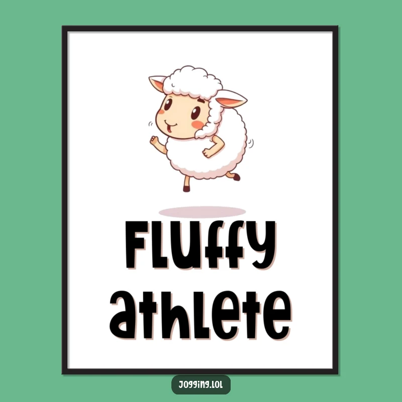 Funny Sheep Jogging Poster: Hilarious Happy Ewe Wall Art Gift