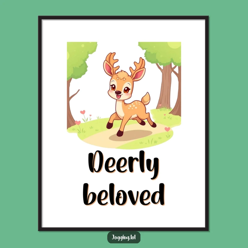 Funny Smiling Deer Poster - Eager Bounding Path Art Gift
