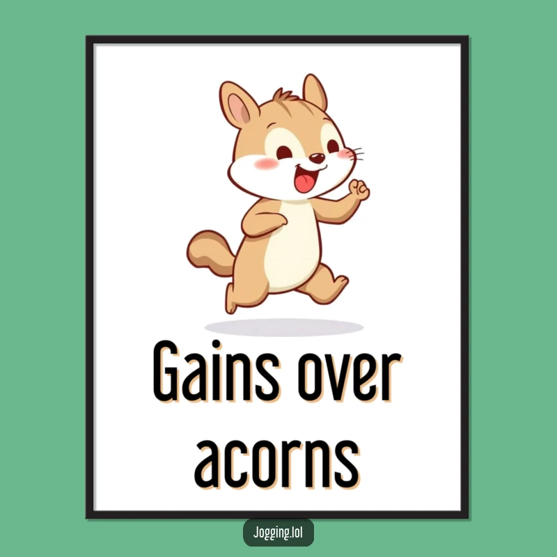 Funny Squirrel Jogging Poster - Energetic Arm Pumping Wall Art Gift