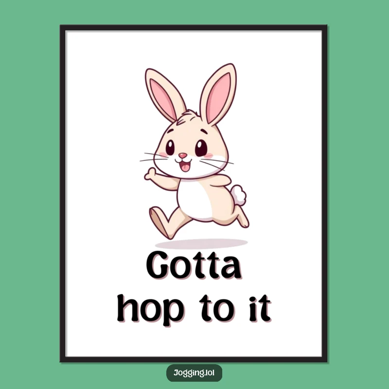 Funny Rabbit Jogging Poster: Cheerful Hare Runner Motivational Wall Art