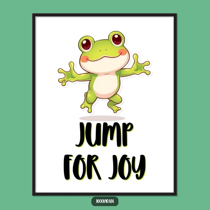 Funny Frog Poster: Enthusiastic Character Art for a Lively & Humorous Space