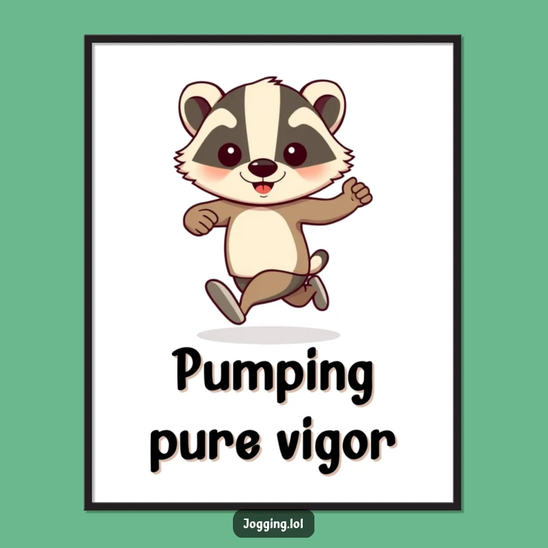 Funny Badger Jogger Poster: Pumping Arms for Hilarious Wall Art!