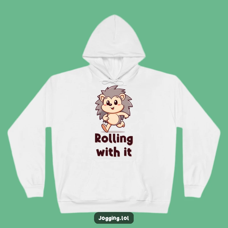 Funny Hedgehog Run Hoodie: Cozy Critter's Determined Jog, Warm Gift!
