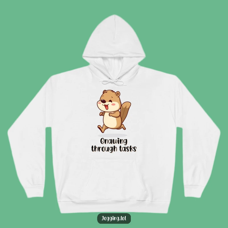 Funny Beaver Runner Hoodie: Cozy & Busy Builder Sweatshirt Gift