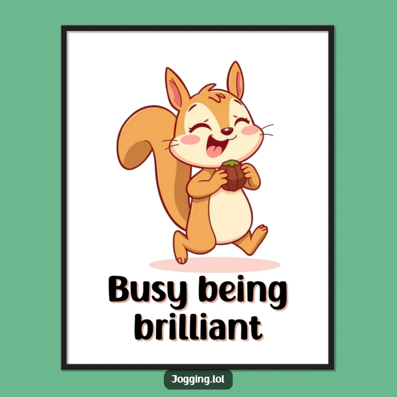 Free Printable Wall Art: Joyful Squirrel Jogging - Funny Downloadable Decor Gift!