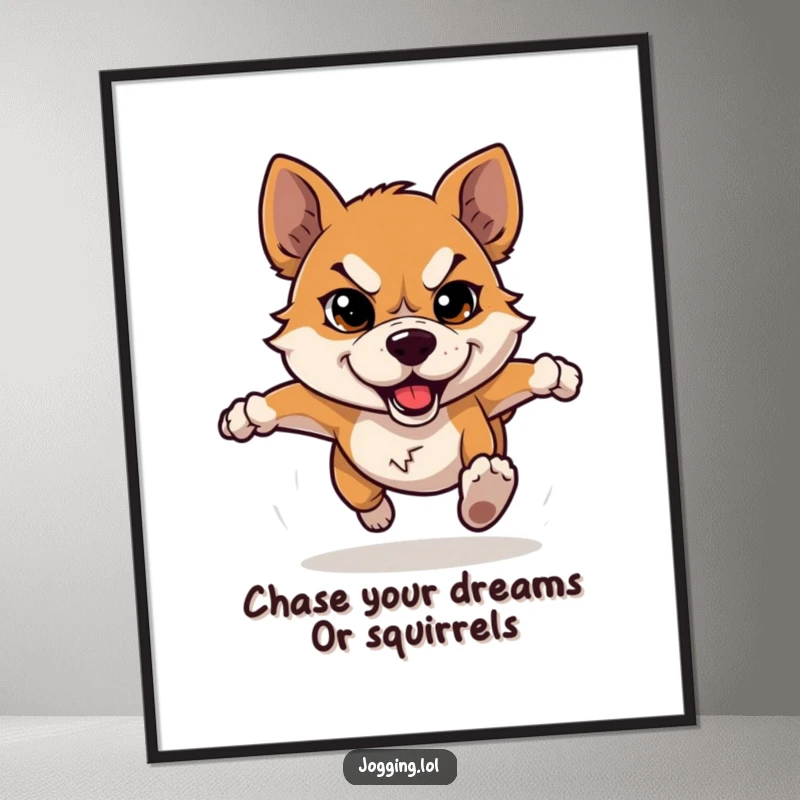Funny Free Printable Wall Art of a determined dog running with a hilarious, focused expression, perfect for a humorous home decor touch.