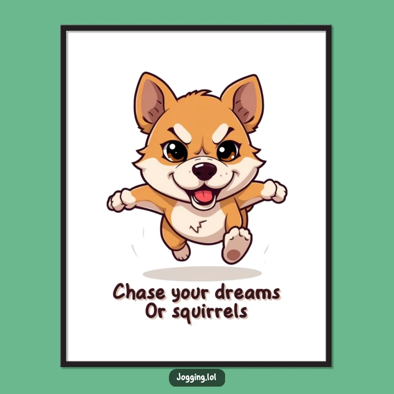 Free Printable Dog Art: Funny Determined Pup Running Downloadable Wall Decor