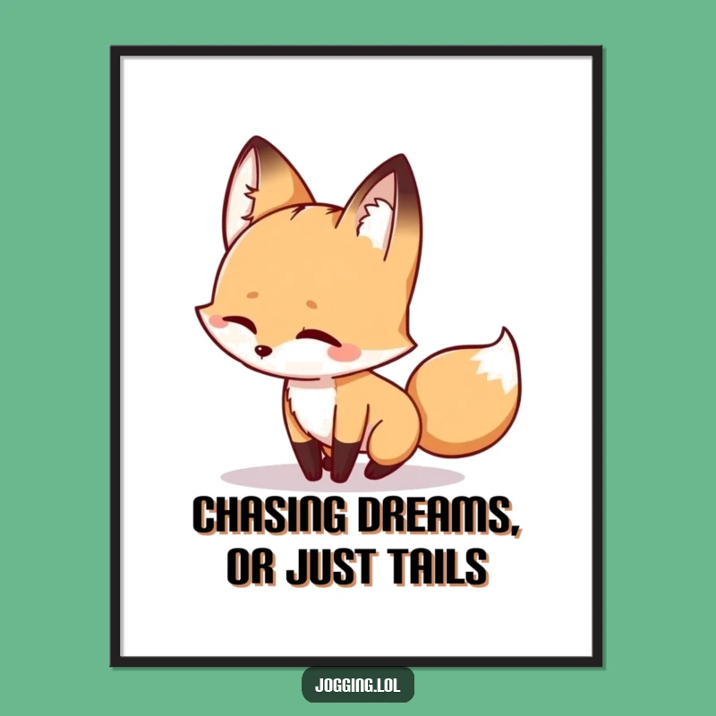 Free Printable Wall Art: Winking Fox Chasing Shadow Funny Downloadable Art Gift