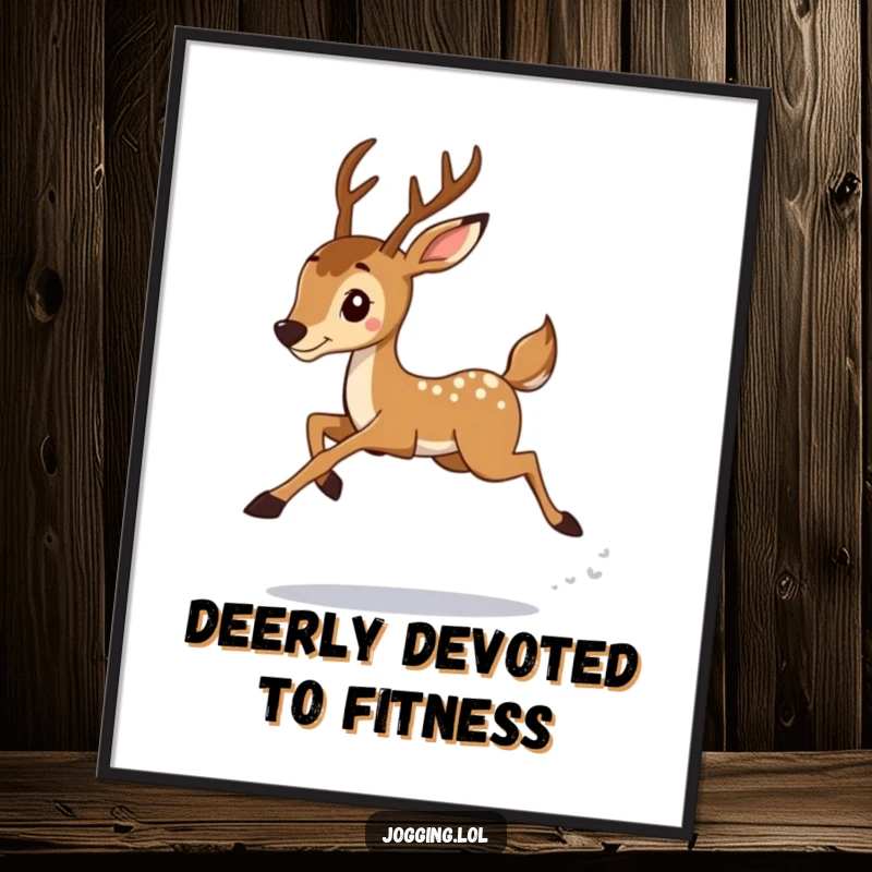 Funny Free Printable Deer Wall Art showing a majestic deer jogger in a graceful, leaping stride.