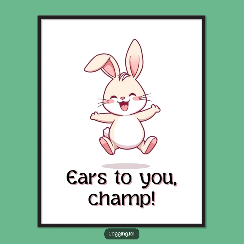 Funny Free Printable Wall Art: Jogging Rabbit Ears Flopping Humorous Downloadable Art