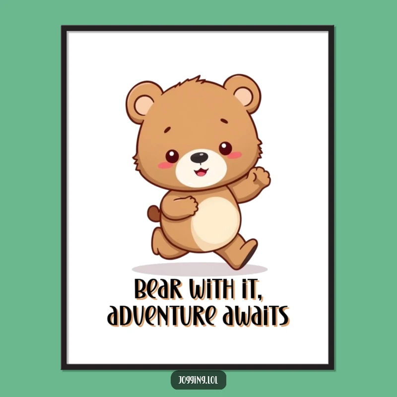 Free Printable Bear Cub Jogging Wall Art - Funny Downloadable Decor for Your Home