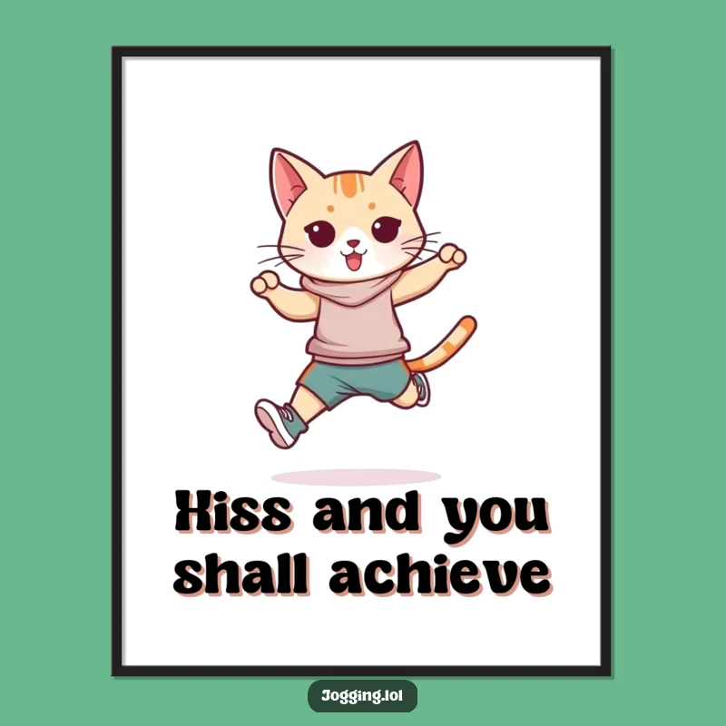 Free Printable Wall Art: Athletic Cat Jumping Art Downloadable Fun Gift