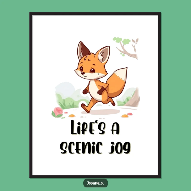 Free Printable Wall Art: Curious Fox Jogging - Funny Downloadable Decor Gift!