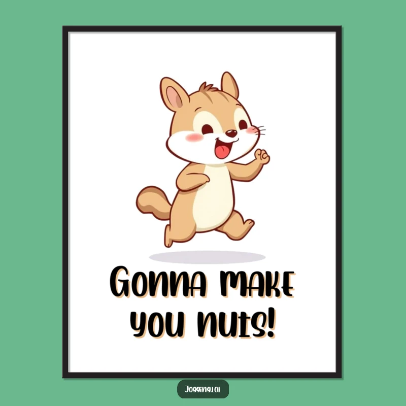 Funny Free Printable Wall Art: Energetic Squirrel Jogging Humorous Downloadable Art