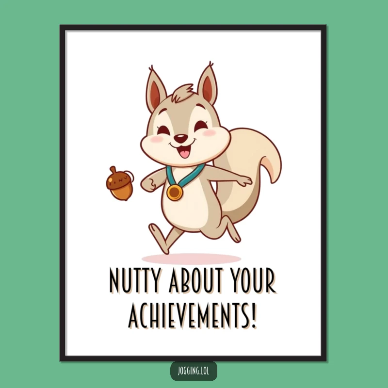 Funny Free Printable Wall Art: Squirrel's Acorn Sprint! Humorous Downloadable Decor for Your Space.