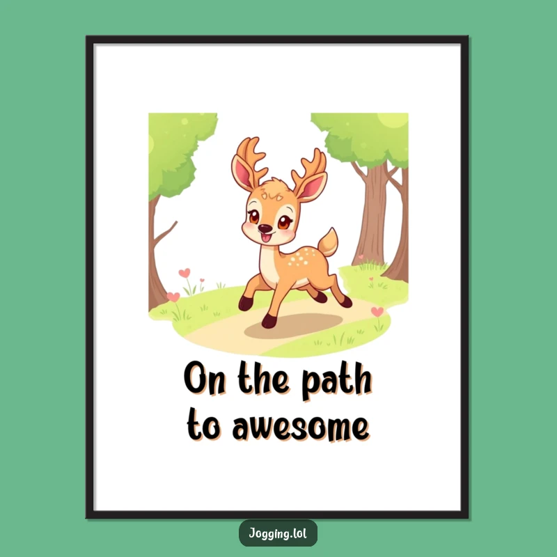 Free Printable Wall Art: Smiling Deer Bounding Path Funny Downloadable Art Gift