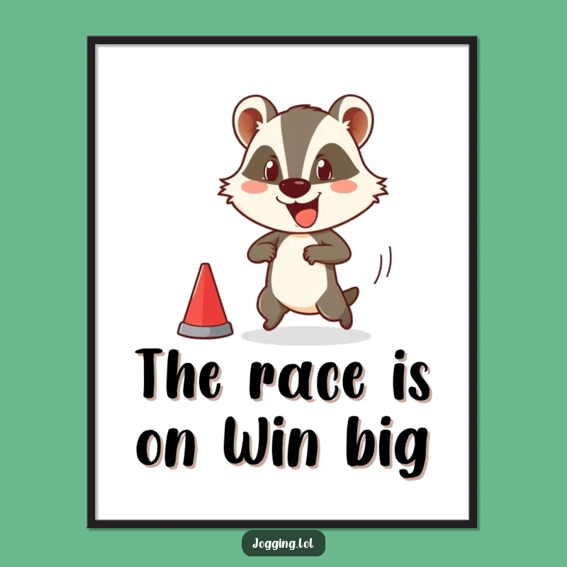 Free Printable Wall Art: Comical Badger Race Start, Funny Downloadable Decor for Your Home