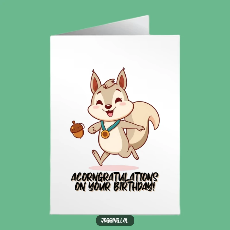 Free Printable Birthday Card: Squirrel's Acorn Triumph! A Funny Downloadable Gift for a Great Year.