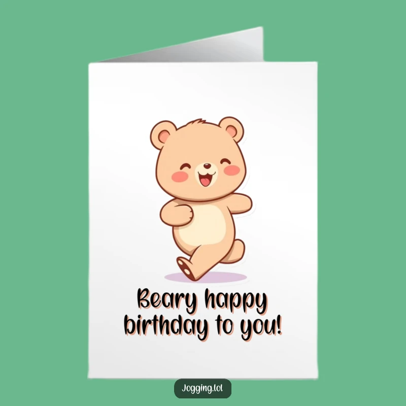 Free Printable Cheerful Bear Jogging Birthday Card - Funny Downloadable Gift