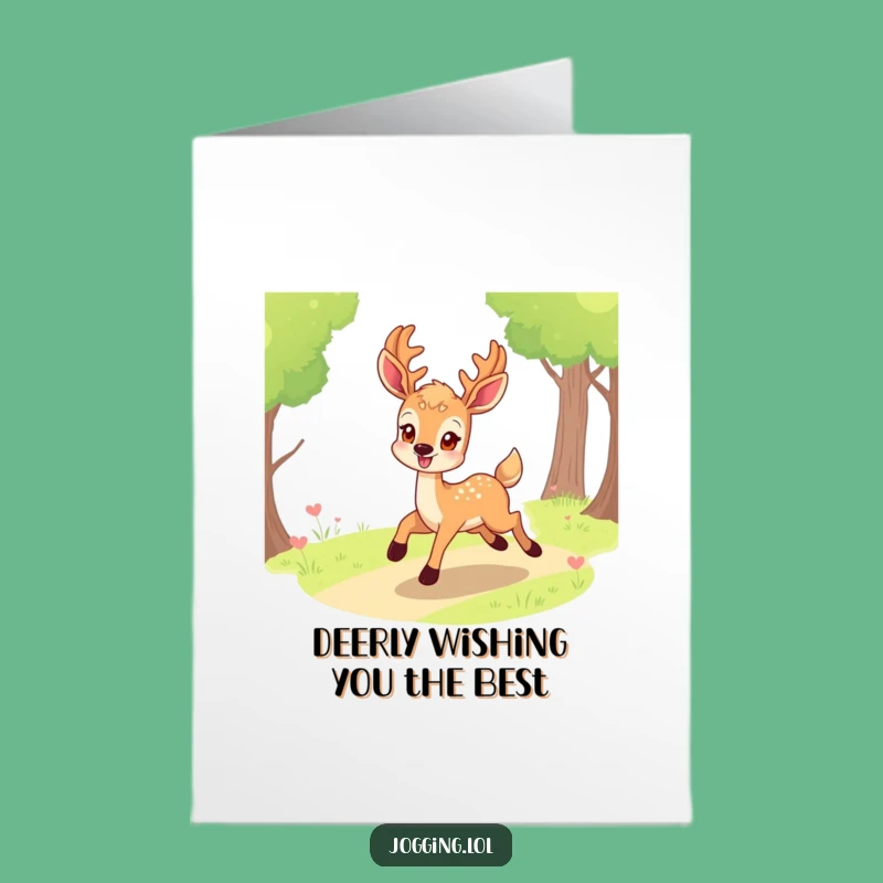 Free Printable Birthday Card: Smiling Deer Bounding Path Funny Downloadable Gift